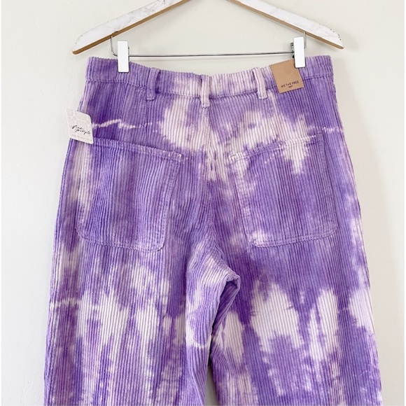 Free People Corduroy Tie Dye Reese Pitched Straight Cord Pants Purple - Picture 7 of 15